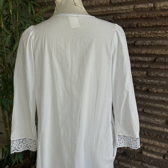 Mum's & Blossums Vintage White Button Front Chemise Cotton Nightgown Size Small - Picture 4 of 10